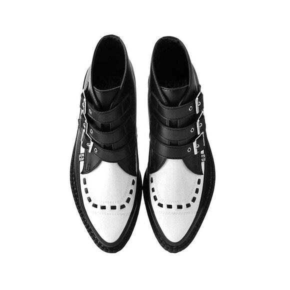 TUK 3 buckle pointed creeper boots black and white unisex sz 9W 7M NWOT - Picture 3 of 9